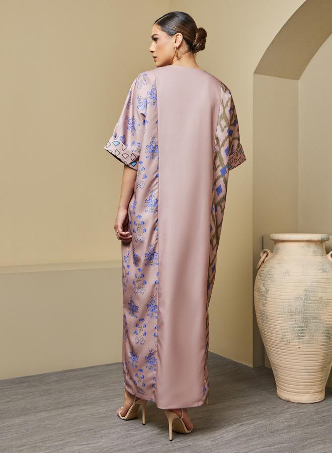 Styli Styli Printed Panel A-Line Notch Neck Jalabiya  - Image 5