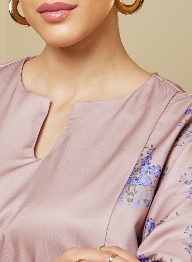 Styli Styli Printed Panel A-Line Notch Neck Jalabiya  - Image 4