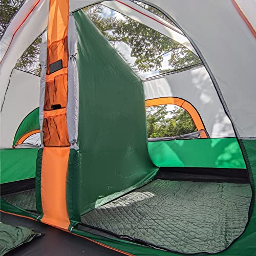 KTT Extra Large Tent 12 Person,Family Cabin Tents,2 Bay-Windows,2 Rooms and 3 Doors 3 Windows with Mesh,Waterproof,Straight Wall,Double Layer,Big Tent for Outdoor,Picnic,Camping,Gathering(Green) - Image 5