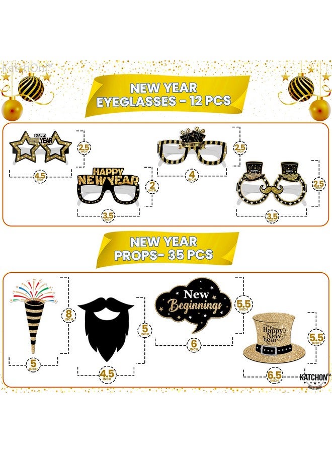 KatchOn NYE Party Supplies - 48pc | 72x44in Banner & Photo Booth Props - decorations 2025 - Image 4