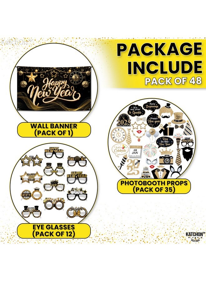 KatchOn NYE Party Supplies - 48pc | 72x44in Banner & Photo Booth Props - decorations 2025 - Image 2