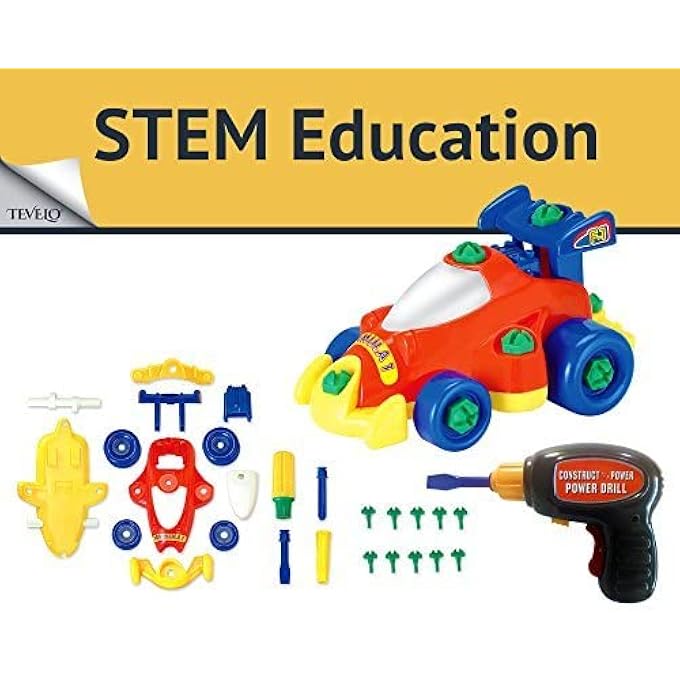 TAKE A PART CAR ASSEMBLE TOY WITH ELECTRIC DRILL & TOOLS. STEM EDUCATION RACING CAR FOR KIDS EDUCATIONAL TOYS - Image 4