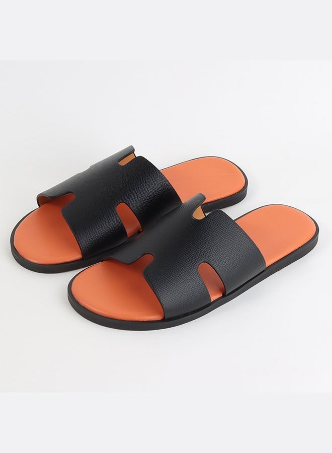 Generic Izmir sandal Slipper Thong sandal for men Black Orange  - Image 4