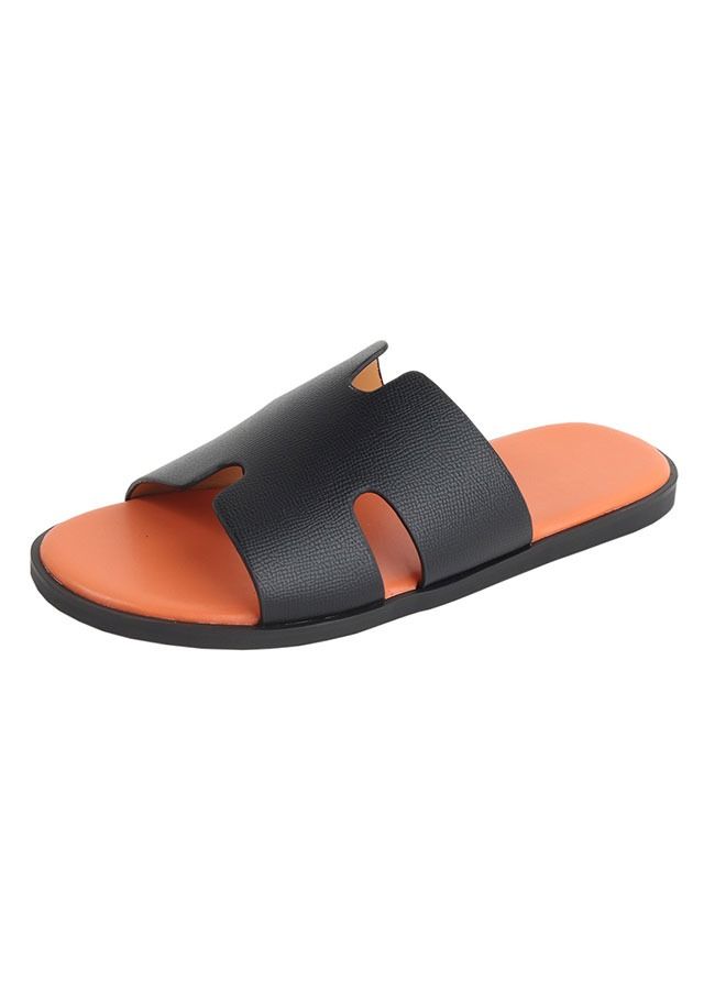 Generic Izmir sandal Slipper Thong sandal for men Black Orange  - Image 2