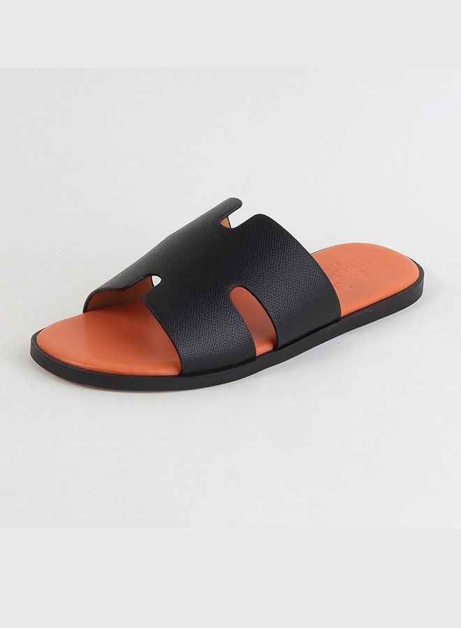 Generic Izmir sandal Slipper Thong sandal for men Black Orange  - Image 5