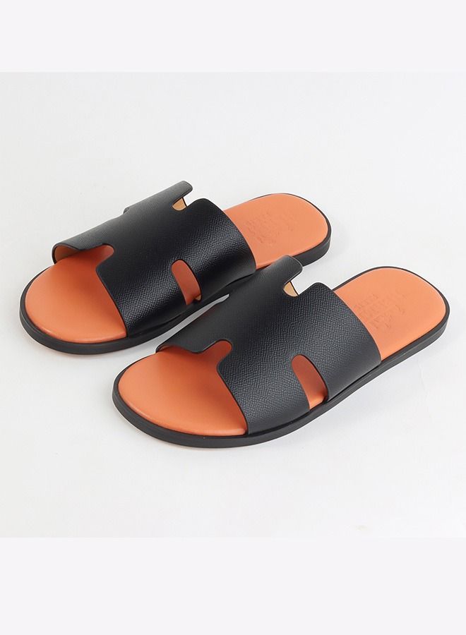 Generic Izmir sandal Slipper Thong sandal for men Black Orange  - Image 1