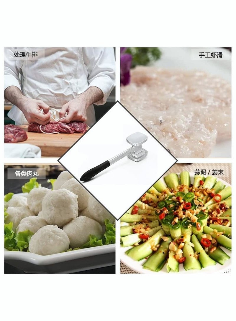 SYOSI Convenient Meat Tenderizer Hammer For Steak Chicken Fish Pork Good Grips Double side Heavyweight Metal Meat Tenderiser Pounder Mallet Perfect Kitchen Tool and Perfect - Image 4