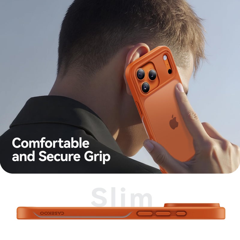 CASEKOO for 17 Pro Max Case, [Never Yellow Technology] [Mil-Grade Drop Protection] Translucent Slim Cover Women Men for iPhone 17 Pro Max Phone Case 6.9 inch, Frosted Orange - Image 3