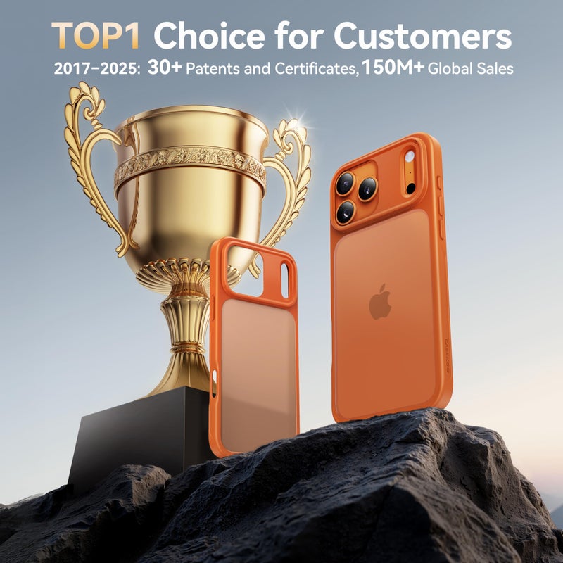 CASEKOO for 17 Pro Max Case, [Never Yellow Technology] [Mil-Grade Drop Protection] Translucent Slim Cover Women Men for iPhone 17 Pro Max Phone Case 6.9 inch, Frosted Orange - Image 5