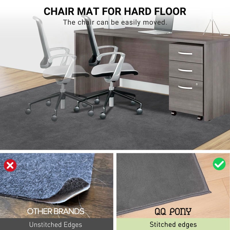QQpony 63"x51" Office Chair Mat for Hardwood Floor, Flannel Fabric Desk Rug for Hard Surface, Protector Floor Mat for Home Office (Grey) - Image 5
