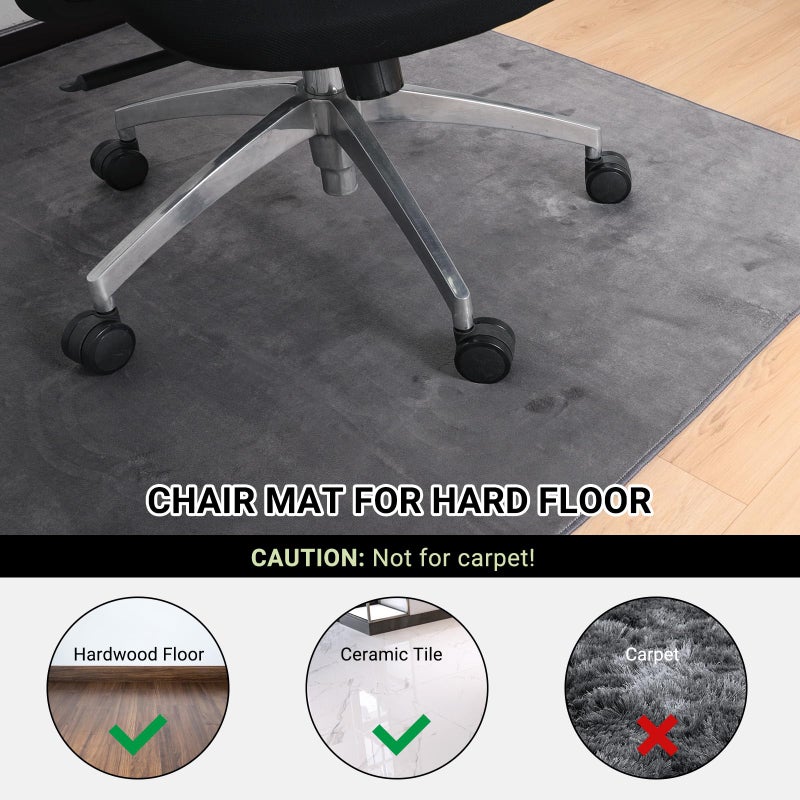 QQpony 63"x51" Office Chair Mat for Hardwood Floor, Flannel Fabric Desk Rug for Hard Surface, Protector Floor Mat for Home Office (Grey) - Image 4