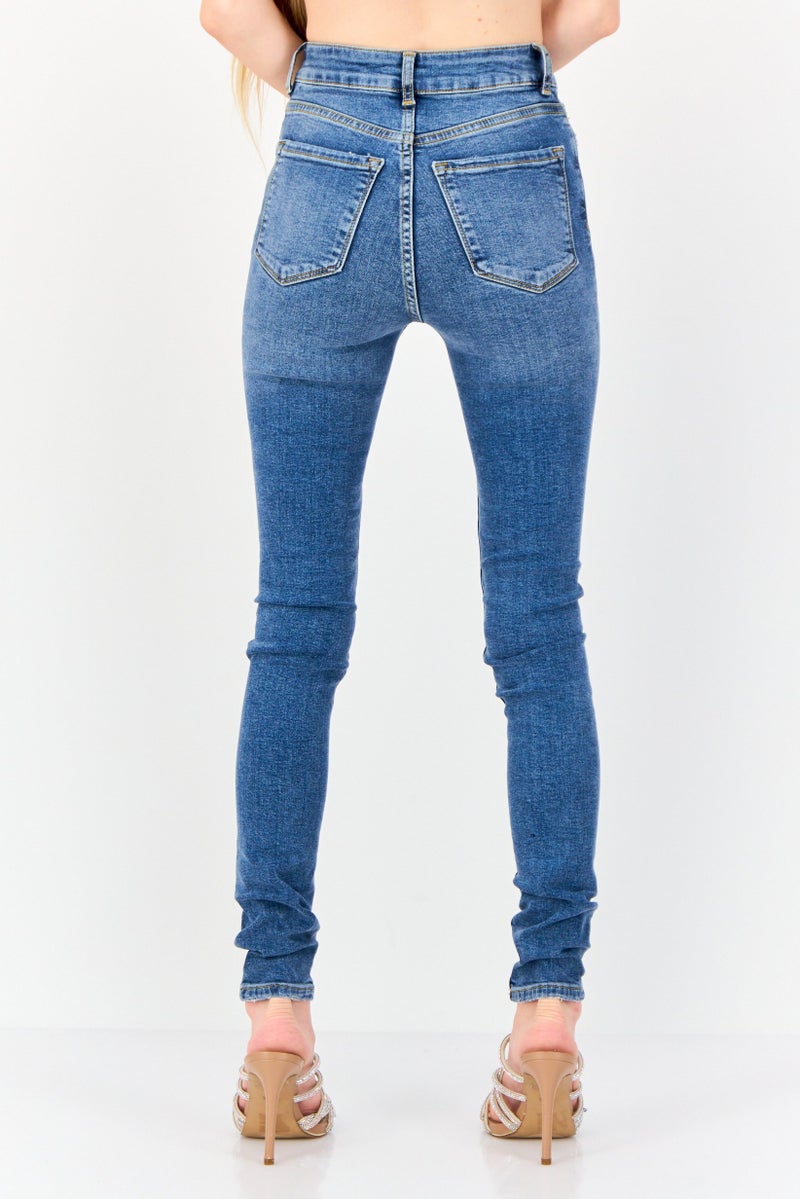 NEW LOOK Women Regular Fit Rip Stretchable Straight Leg Denim, Blue - Image 2