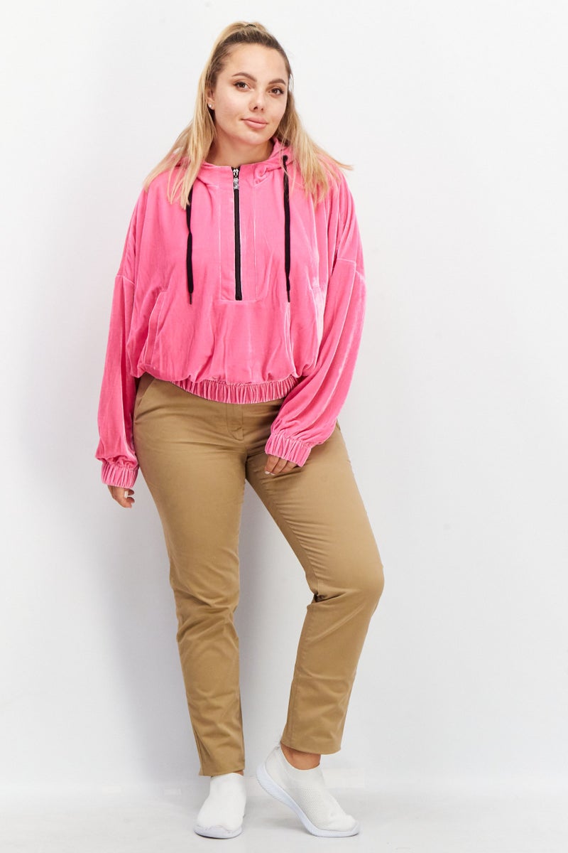 STEVE MADDEN سويت شيرت مخمل مزين بالأحجار الكريمة للنساء، وردي - Image 2