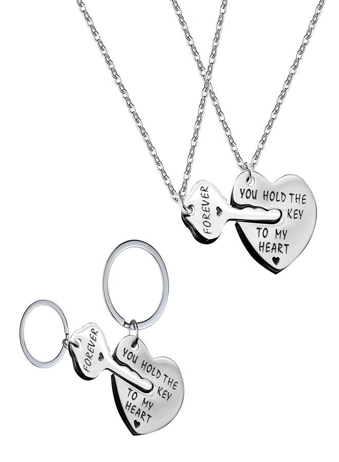 يولوفيدو مجموعة هدايا عيد الحب من Uloveido: أنتِ مفتاح قلبي، سلسلة مفاتيح متطابقة، قلادة للأزواج Y658 - Image 1