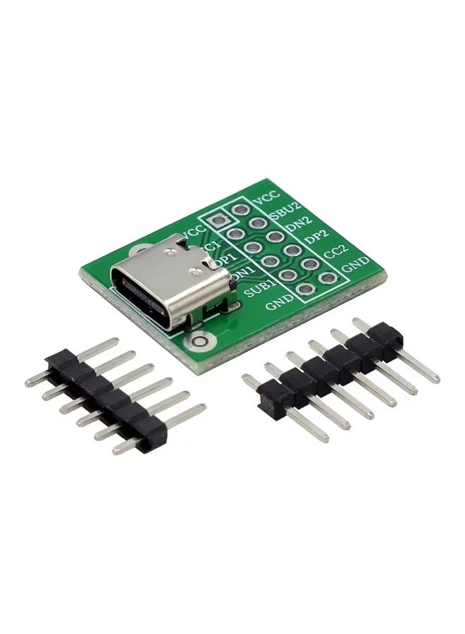 Type-C USB Breakout Board 12Pin DIP – USB Type-C Female Breakout Board 12-Pin DIP Module for  Electronics, PCB Prototyping, Power Supply Projects & Embedded System Development - Image 1