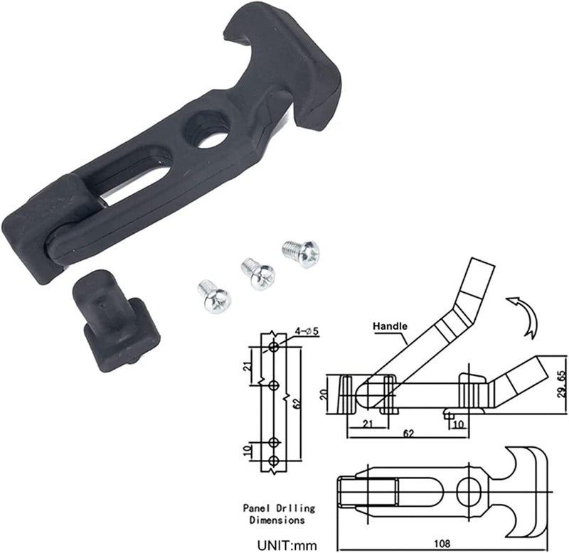 T-Handle Buckle Elastic Rubber with Brackets Rubber Hood Catch for Vehicle Trailers Tool Boxes Cooling Boxes Flexible Draw Latches T-Handle Draw Latches with Brackets for Tool Box Vehicle Engine Hood - Image 5