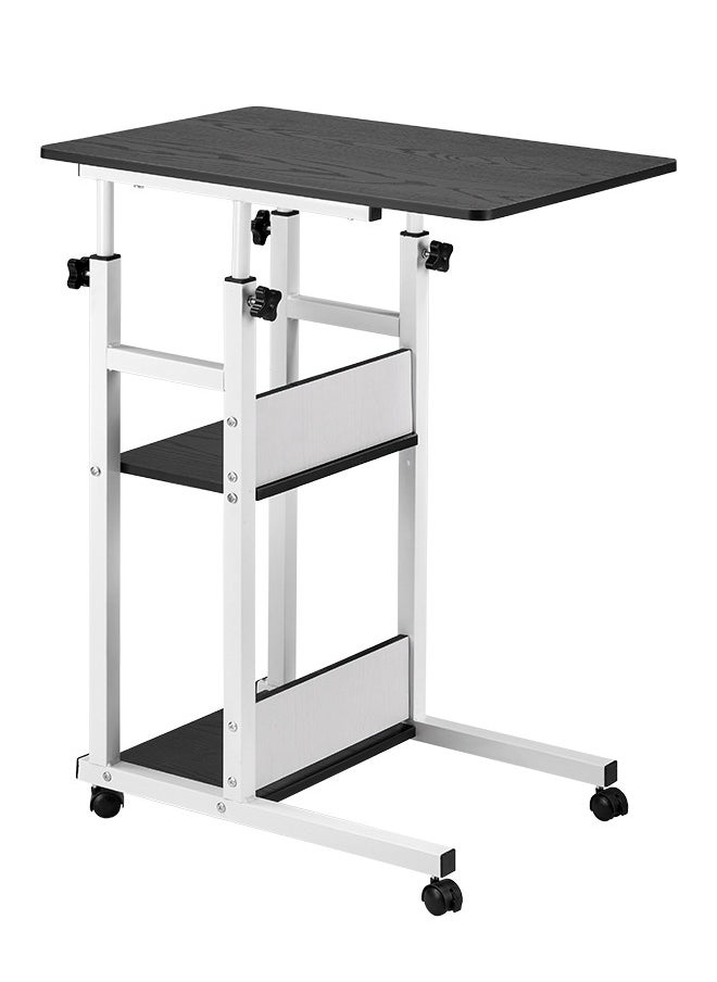 LAWAZIM Computer Table - Black, 73x55x90cm - Adjustable Rolling Desk with Storage Shelves and Swivel Wheels – Ideal for Home Office, Bedroom, Sofa Side, or Study Use  - Image 3
