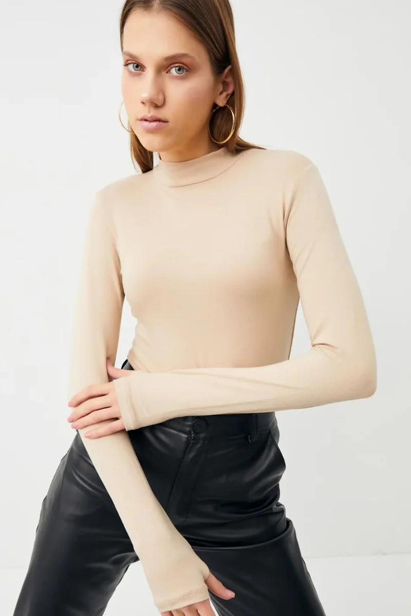 بيبانتولون BIPANTOLON Women's 3-Pack Slim Fit Half Turtleneck Bodysuits