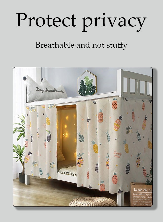 Loquat Dormitory Bed Curtain, Single Bed Tent Curtain for Dust-Proof and Canopy-like Experience, Privacy Protection Canopy Student Print Curtains, Perfect for Single Sleeper Bunk Beds in Student Dormitorie - Image 3