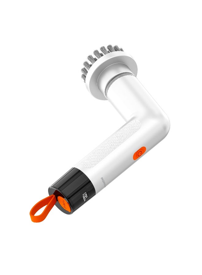 porodo MiniSpin Electric Cleaning Brush with Multi Head Attachments & Dual Speed Cleaning / Smart Power Display / Rotating Deep Cleaner- White - Image 4