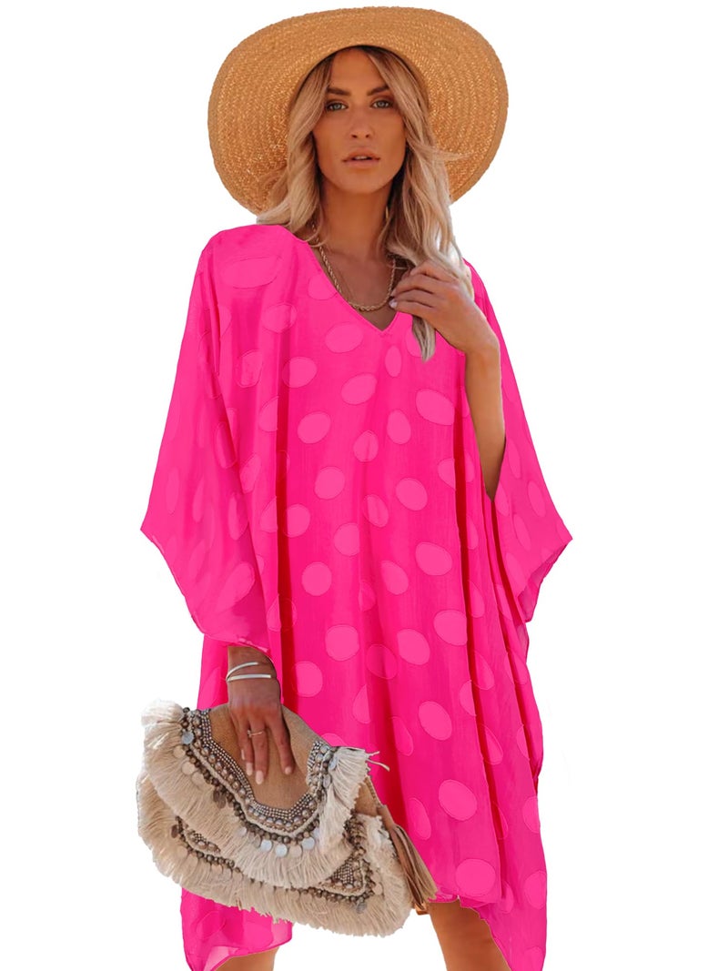 Moss Rose Women's Beach Cover up Swimsuit Kimono Cardigan with Black Floral Print - Image 1