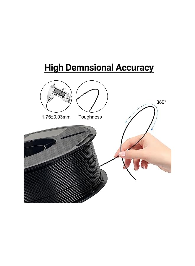 ABS 3D Printer Filament 1.75mm - High Strength, Heat Resistant Filament for Functional Prototypes, Mechanical Parts,1kg Spool, Black - Image 4