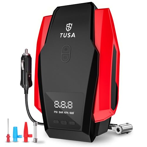 TUSA Drive X Tyre Inflator for Car - 150 PSI, 12V DC Portable Air Compressor with Digital Tire Pressure Gauge & LED Light | Car Accessories, Auto Air Pump for Cars, Motorcycle & Other Inflatables - Image 1