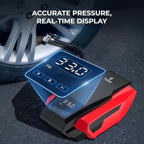 TUSA Drive X Tyre Inflator for Car - 150 PSI, 12V DC Portable Air Compressor with Digital Tire Pressure Gauge & LED Light | Car Accessories, Auto Air Pump for Cars, Motorcycle & Other Inflatables - Image 3