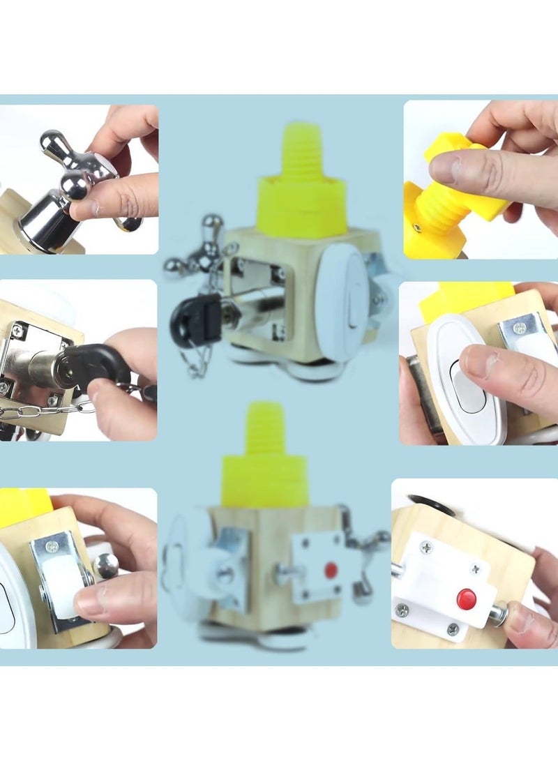 Busy Cube Montessori Lock and Key Toy Set for Toddlers Kids Sensory Wooden Activity Busy Board,Educational Activities Travel Toy Kids Gifts for Birthday Festivals - Image 4