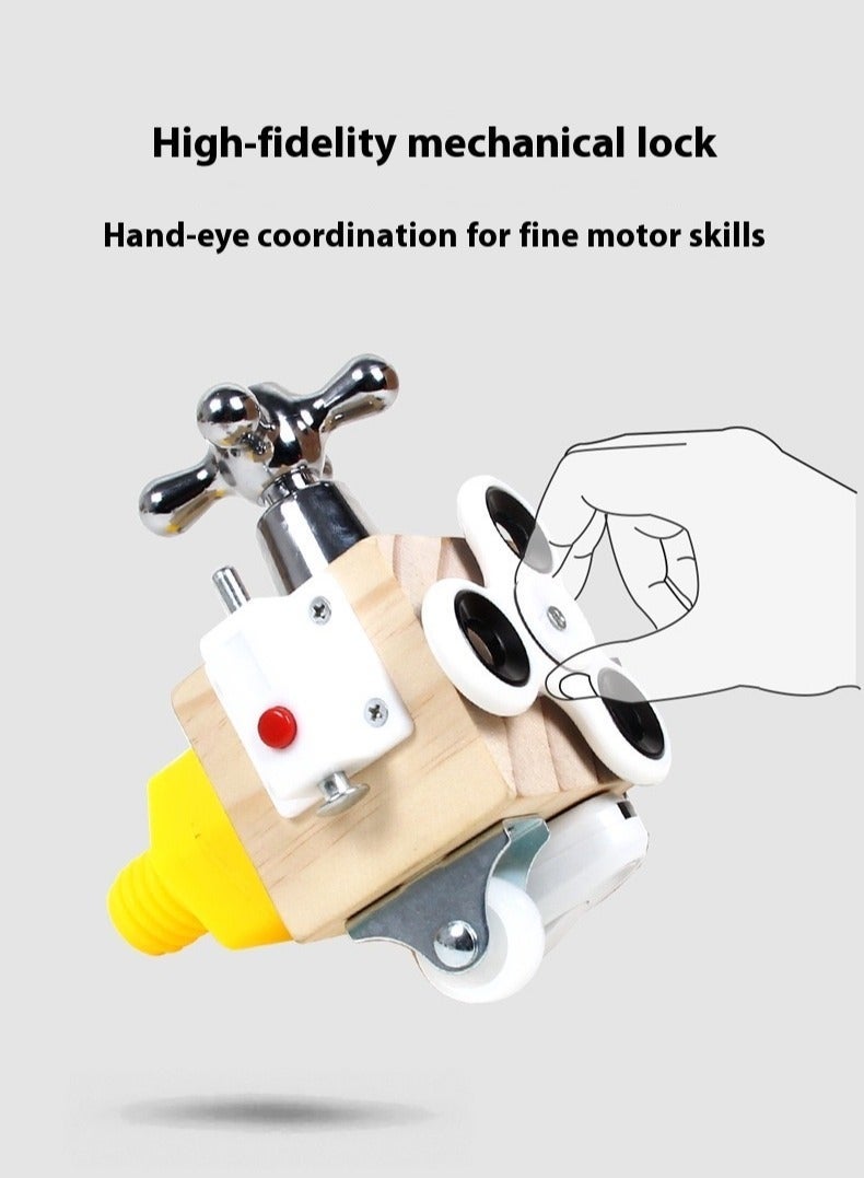 Busy Cube Montessori Lock and Key Toy Set for Toddlers Kids Sensory Wooden Activity Busy Board,Educational Activities Travel Toy Kids Gifts for Birthday Festivals - Image 2