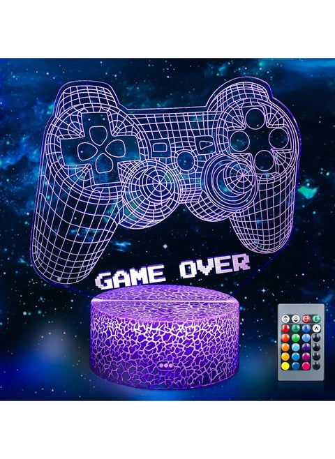 3D Illusion Gaming Lamp LED Night Light with Remote Control and Touch Control, 16-Color Flashing Gaming Atmosphere Lamp，USB/Battery Powered, Cracked Style Base Design, Perfect for Game Rooms, Bedrooms, and Gamer Gifts