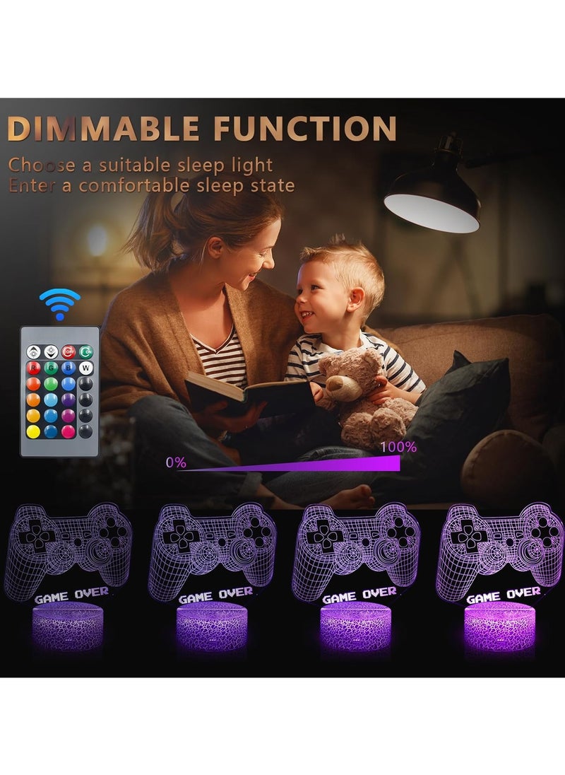 3D Illusion Gaming Lamp LED Night Light with Remote Control and Touch Control, 16-Color Flashing Gaming Atmosphere Lamp，USB/Battery Powered, Cracked Style Base Design, Perfect for Game Rooms, Bedrooms, and Gamer Gifts