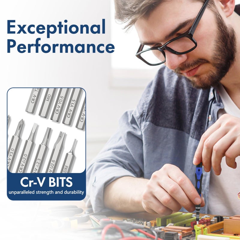 XOOL 62 in 1 Precision Screwdriver Kit, Electronics Repair Tool Kit, Magnetic Driver Kit with Flexible Shaft, Extension Rod for Mobile Phone, Smartphone, Game Console, PC, Tablet - Image 3