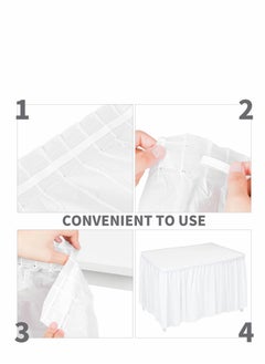 Y&D Table Skirt, Plastic Waterproof Reusable Tablecloth Skirt for Birthday Wedding Holiday Party Reception Decorations, White, 6 Pack, 14 Feet x 29 Inch  - Image 4