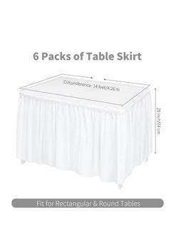 Y&D Table Skirt, Plastic Waterproof Reusable Tablecloth Skirt for Birthday Wedding Holiday Party Reception Decorations, White, 6 Pack, 14 Feet x 29 Inch  - Image 2