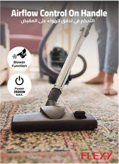 Flexy Vacuum Cleaner with 2500W Motor, 21L Iron Tank, Blower Function, Multi-Filtration, Dust Full Indicator, 360° Wheels, Easy Disposal, 2-Year Warranty  - Image 4