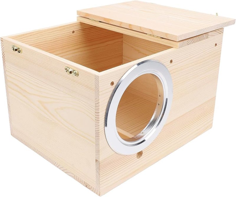 صندوق تعشيش الببغاء من الخشب الصلب، بيت تزاوج وتكاثر الطيور للببغاوات والحمام والطيور المغردة. - Image 2