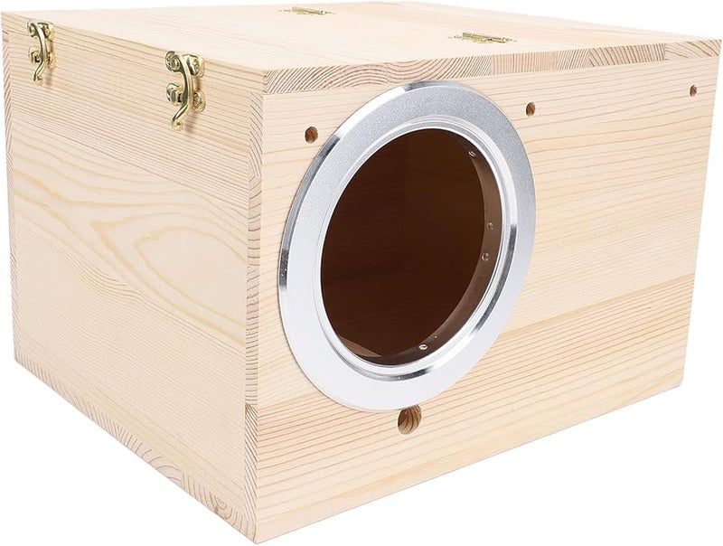 صندوق تعشيش الببغاء من الخشب الصلب، بيت تزاوج وتكاثر الطيور للببغاوات والحمام والطيور المغردة. - Image 5