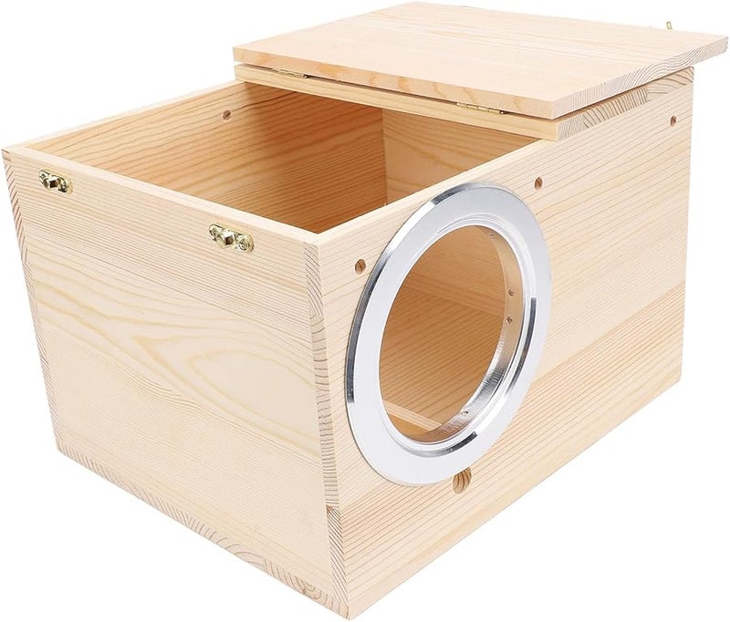 صندوق تعشيش الببغاء من الخشب الصلب، بيت تزاوج وتكاثر الطيور للببغاوات والحمام والطيور المغردة. - Image 4