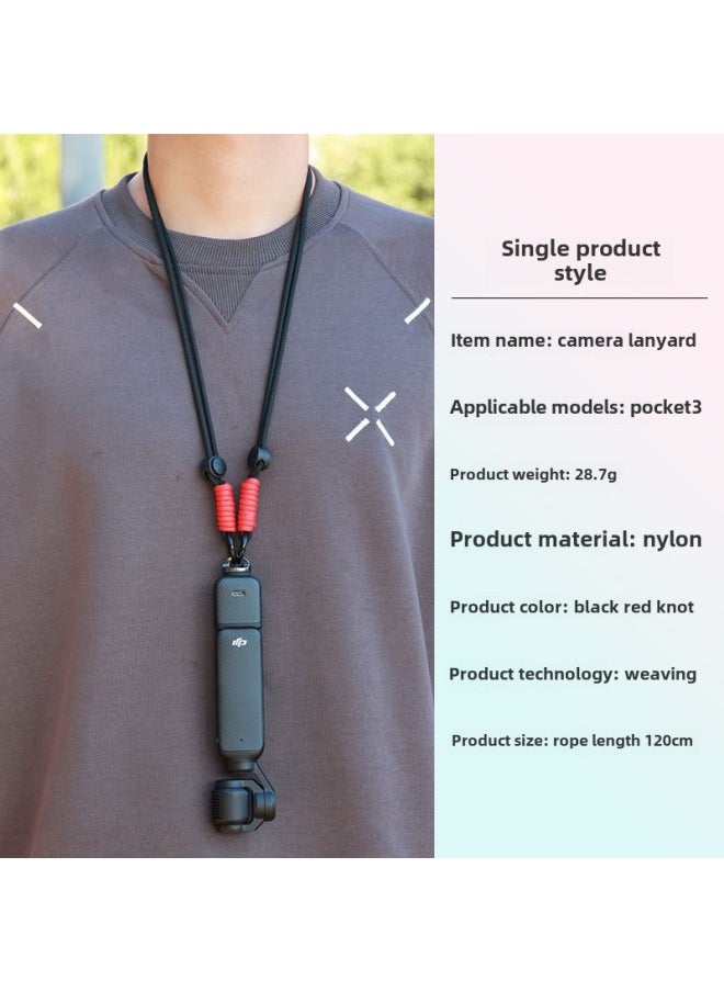 Generic Suitable For DJI Pocket3 Lanyard Shoulder Strap Crossbody Strap Lingou Camera Sports Camera Universal Lanyard-Color:Black Lanyard  - Image 1