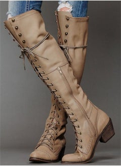 Loquat Fashion Knee High Boots For Women Brown 