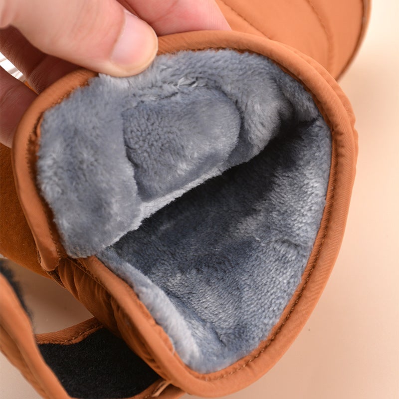 High-Top Warm Children'S Snow Boots Casual Wide Velcro Soft-Soled Cotton Shoes With Fleece Black Baby Cotton Boots - Image 5