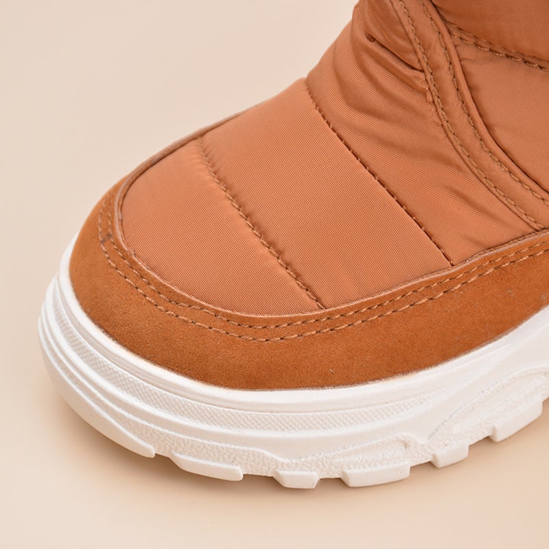 High-Top Warm Children'S Snow Boots Casual Wide Velcro Soft-Soled Cotton Shoes With Fleece Black Baby Cotton Boots - Image 4