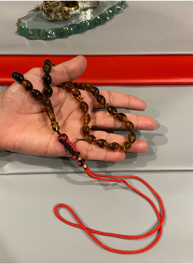 بيرسونال تاتش سبحة رجالية صغيرة من الكهرمان الطبيعي البلطيقي الحُر عدد الخرز 35 ومقاس الخرز 12.2mm x 8.7mm  - Image 4