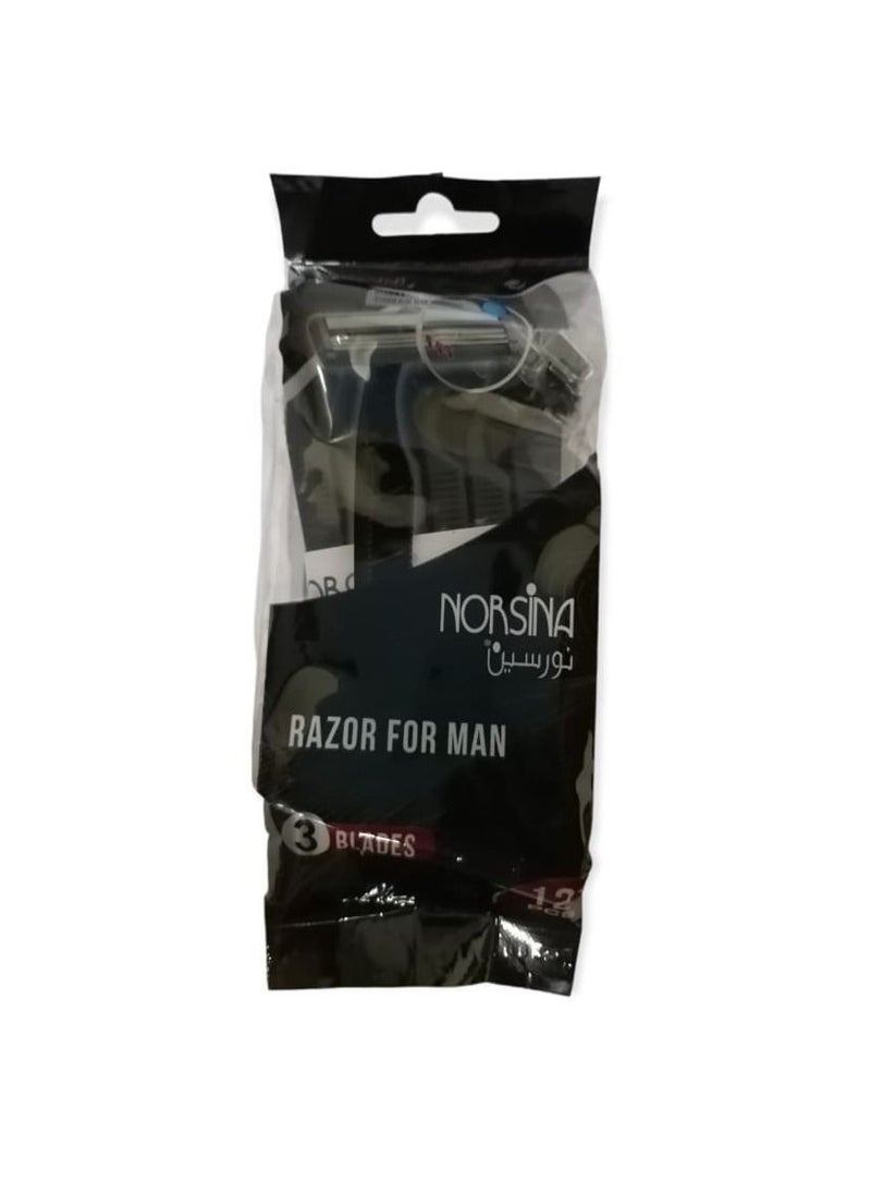Norsina Norsina Triple Disposable Razor Blade Set Of 12 Pieces Black  - Image 1