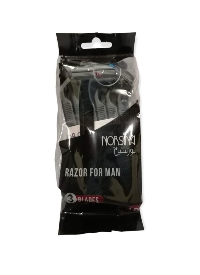 Norsina Norsina Triple Disposable Razor Blade Set Of 12 Pieces Black  - Image 2