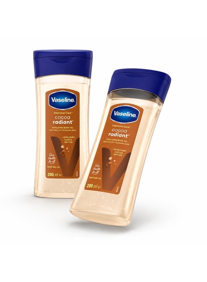Vaseline Intensive Care Cocoa Radiant Body Gel Oil with 100% Pure Cocoa Butter, Deep Moisturizing Body Oil for Dry Skin, 200ml Each, Pack of 2 - Image 2