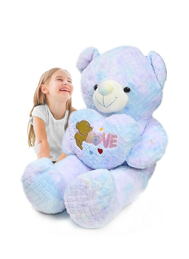 Toyland - 100 Cm Multi colour Blue Teddy Bear with Holding Heart Shape for Girls Friend and Couples Anniversary Valentine and Birthday Gift - Image 1