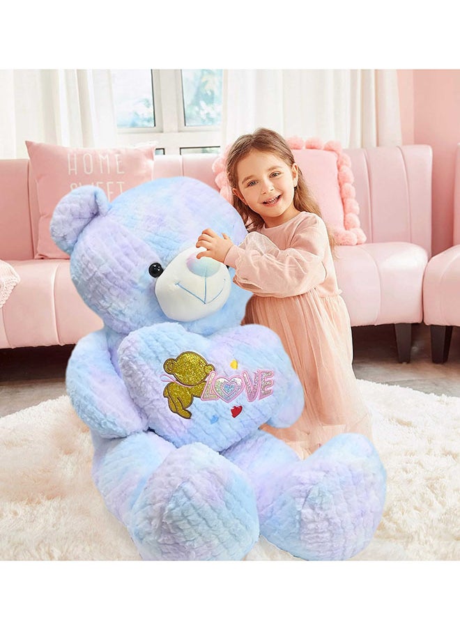 Toyland - 100 Cm Multi colour Blue Teddy Bear with Holding Heart Shape for Girls Friend and Couples Anniversary Valentine and Birthday Gift - Image 1
