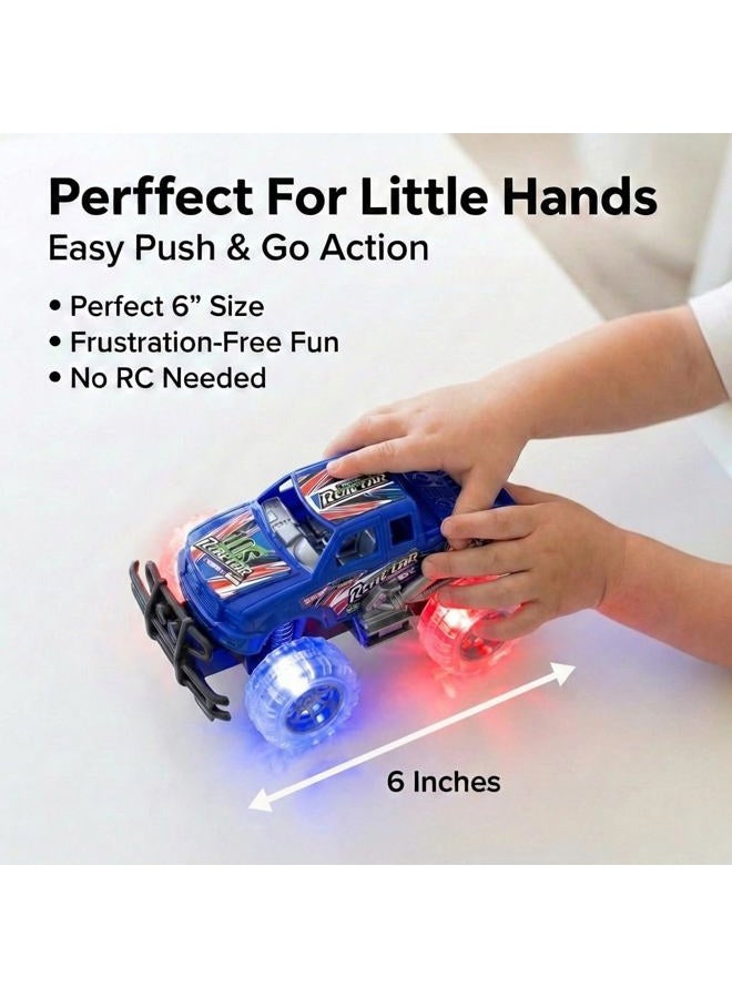 ArtCreativity Light Up Monster Truck Set for Boys and Girls Set Includes 4, 15cm Monster Trucks with Beautiful Flashing LED Tyres - Push n Go Toy Cars Best Gift for Kids - for Ages 3+ - Image 4